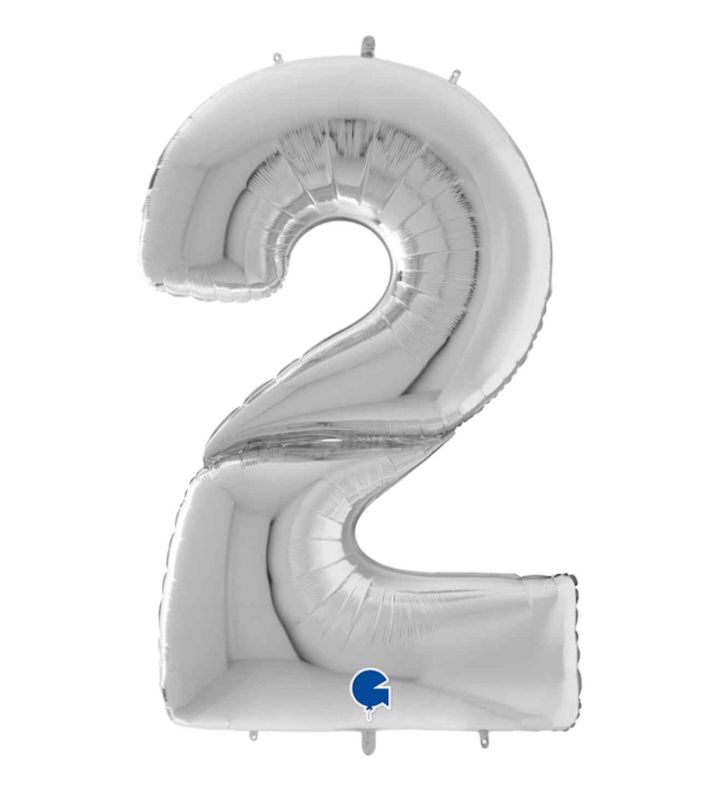 64" Grabo Silver Number 2 Foil Balloon