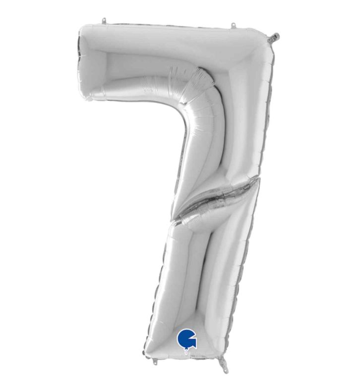 64" Grabo Silver Number 7 Foil Balloon