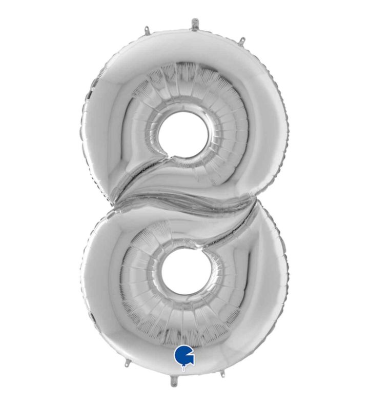 64" Grabo Silver Number 8 Foil Balloon