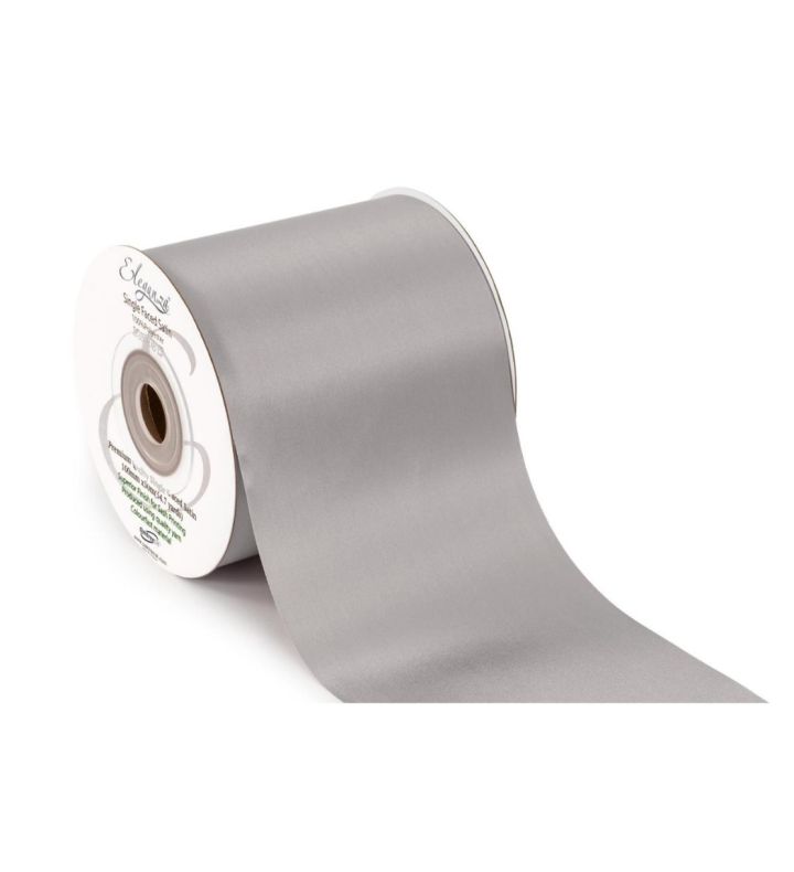 Eleganza Single Faced Sash Ribbon 100mm x 50m Silver No.66