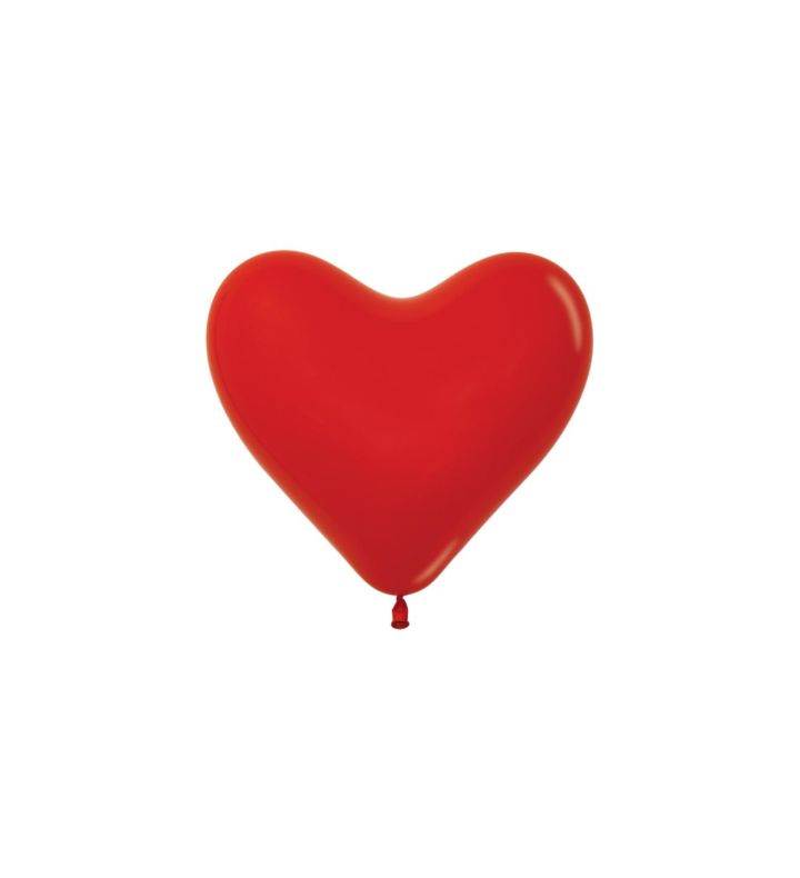 6" Sempertex Hearts Red 015 Latex Balloons 50ct