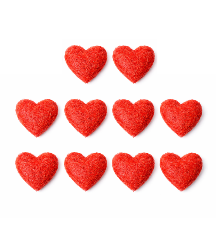 75mm Red Hearts On A String Hessian Garland 10ct