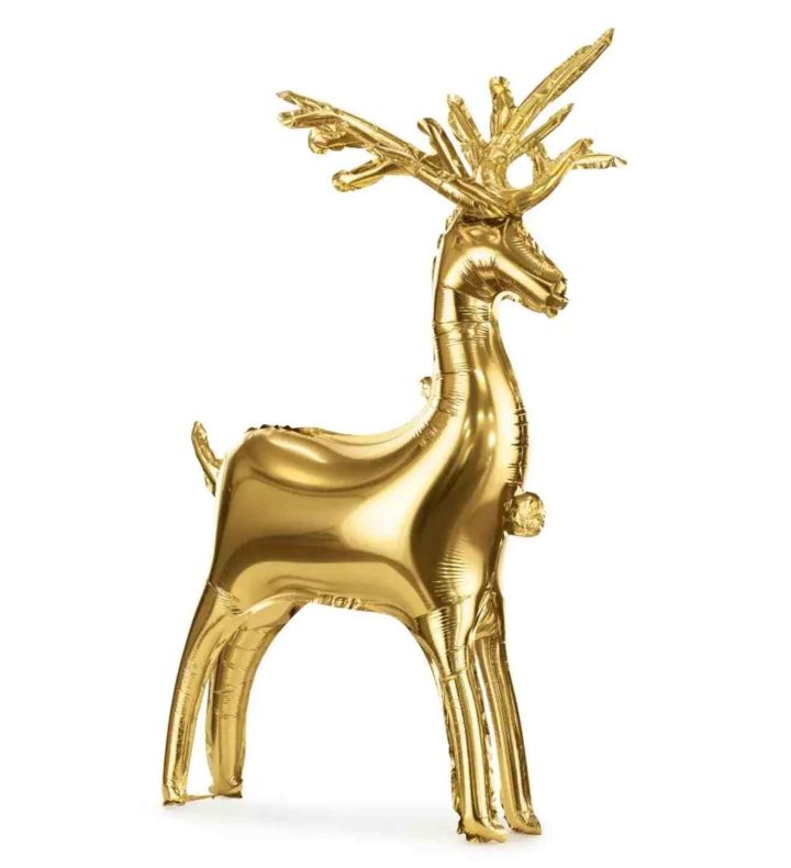 42 x 73cm Party Deco Gold Standing Reindeer