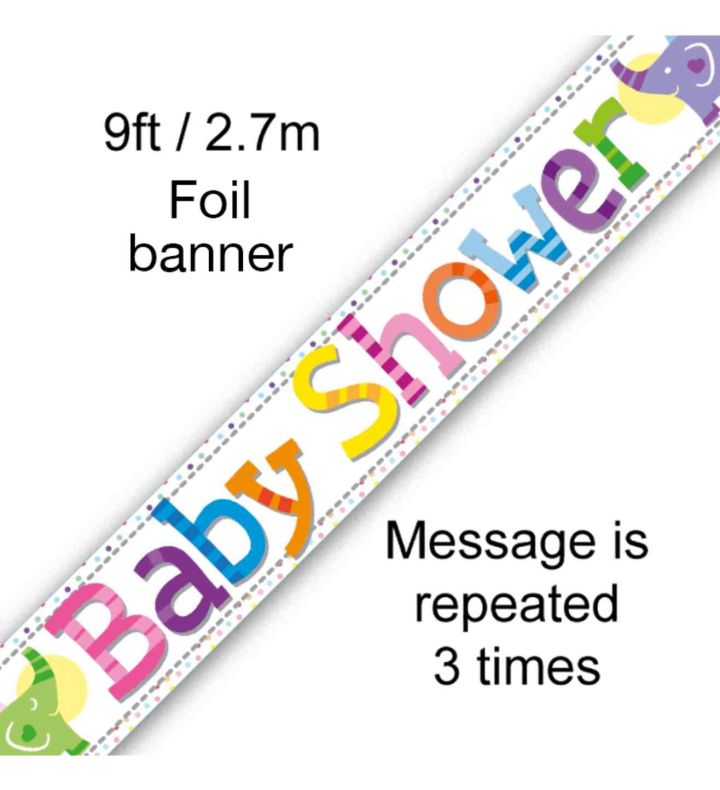 9ft Oaktree 'Baby Shower' Elephants Holo Banner