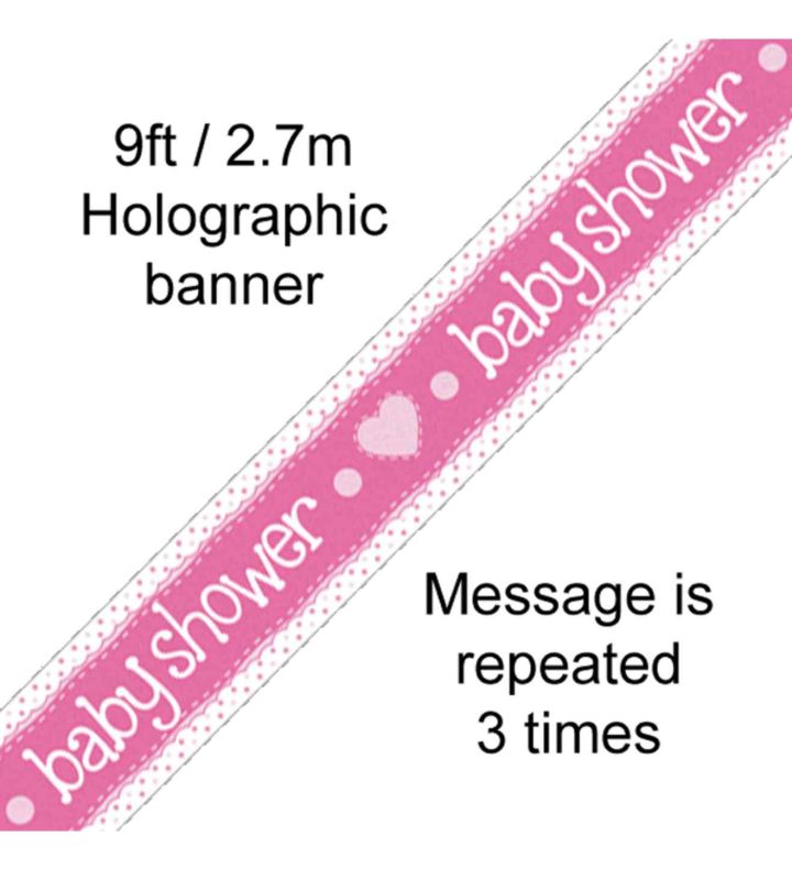 9ft Oaktree 'Baby Shower' Pink Holo Banner