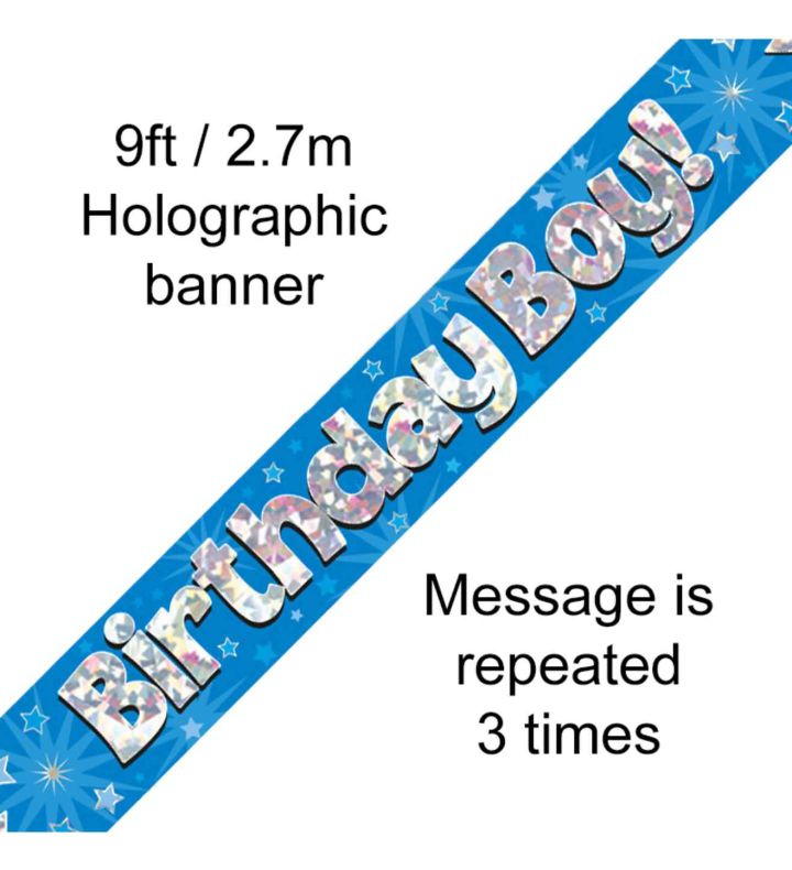 9ft Oaktree 'Birthday Boy' Blue Holo Banner
