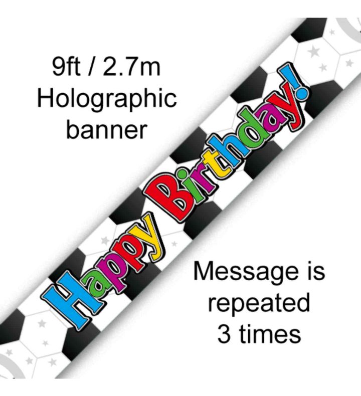 9ft Oaktree 'Happy Birthday' Football Holo Banner
