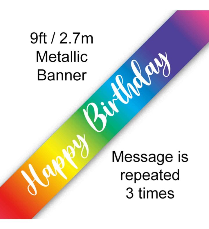 9ft Oaktree 'Happy Birthday' Rainbow Holo Banner
