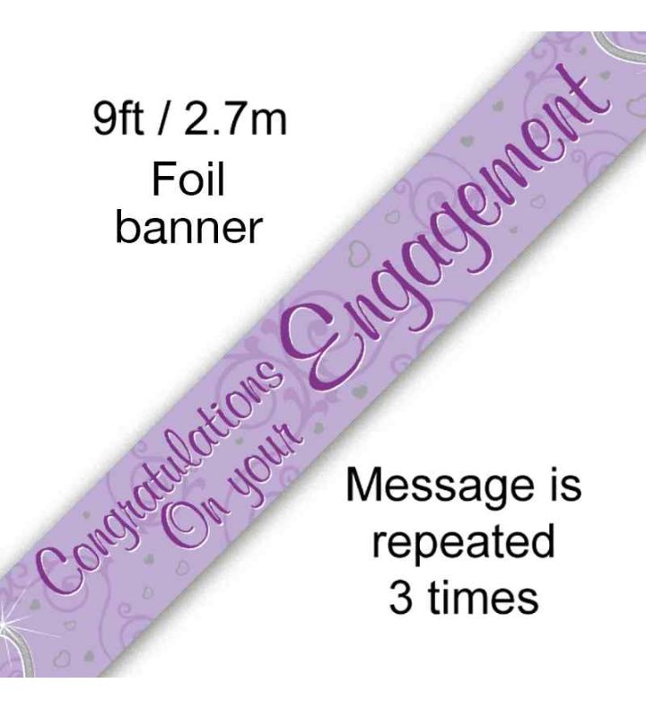 9ft Oaktree Congratulations On Your Engagement Lilac Foil Banner
