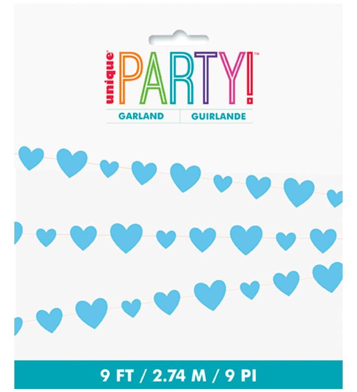 9ft Unique Party Blue Hearts Baby Shower Cutout Garland
