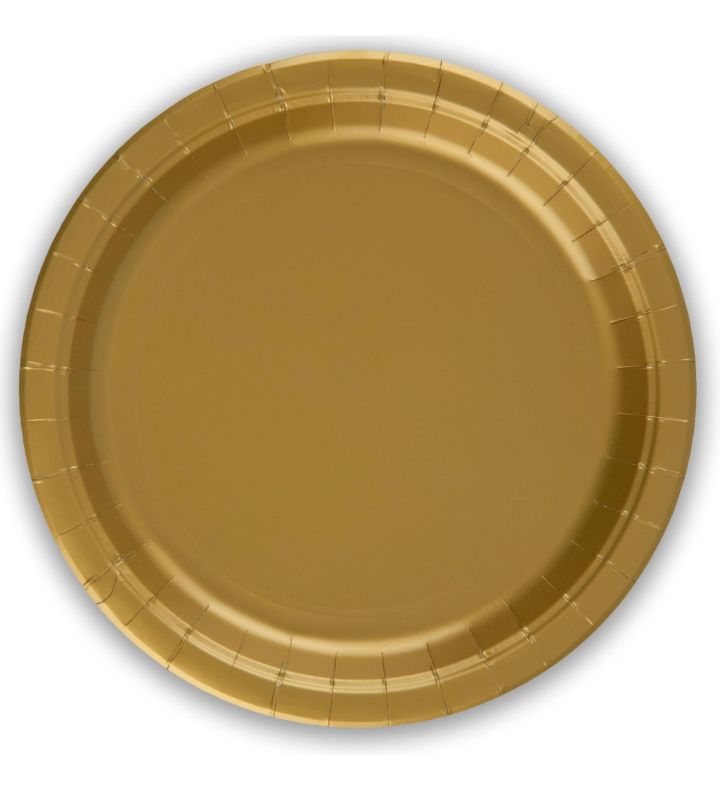 9" Paper Plates Gold Oaktree 8ct
