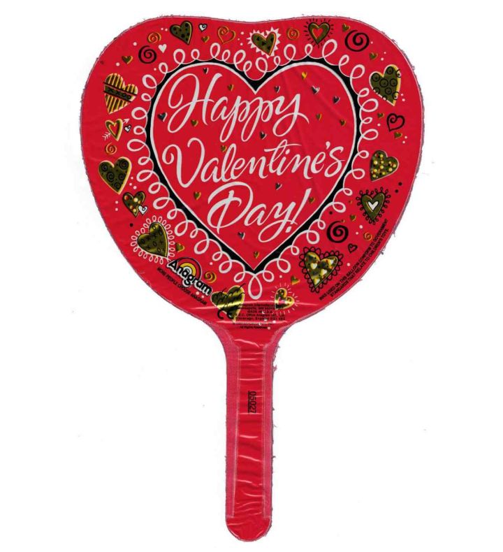 9" Happy Valentines Day With Gold Hearts Foil Balloon