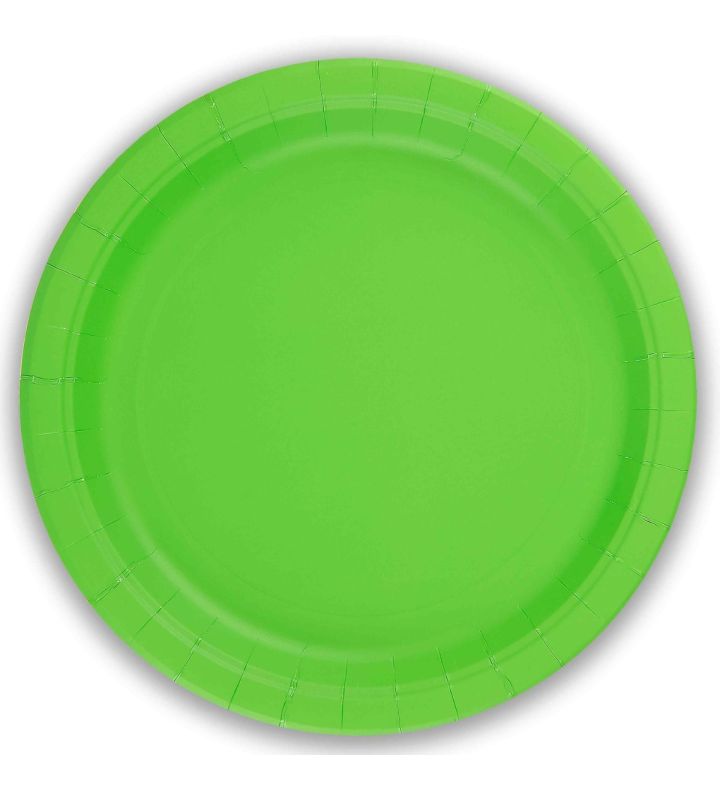 9" Paper Plates Lime Green Oaktree 8ct