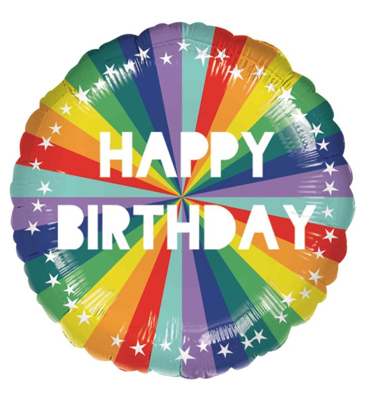 17" Happy Birthday Bright Rainbow Foil Balloon