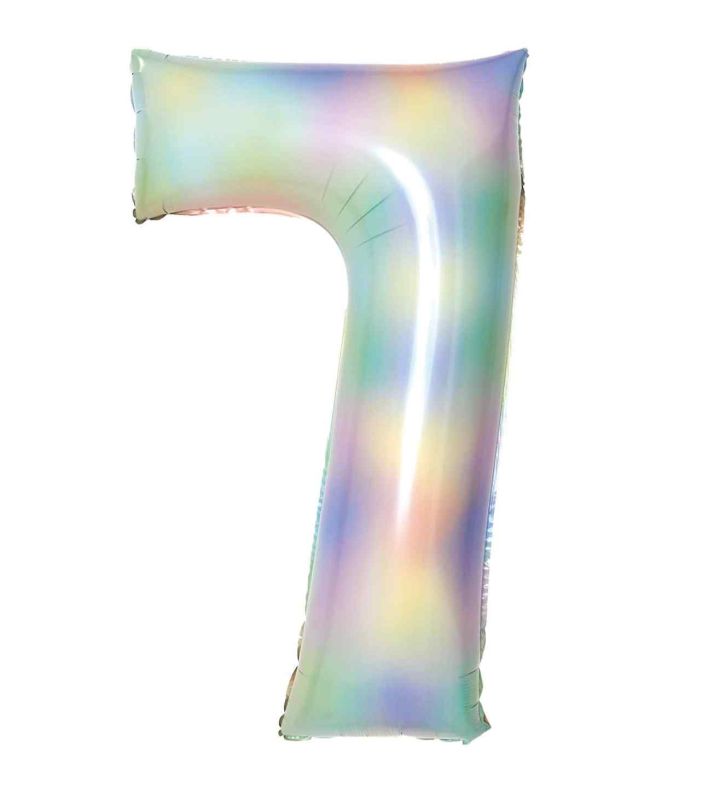 34" Amscan Number 7 Pastel Rainbow Foil Balloon
