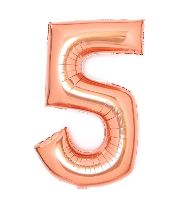 34" Amscan Number 5 Rose Gold Foil Balloon