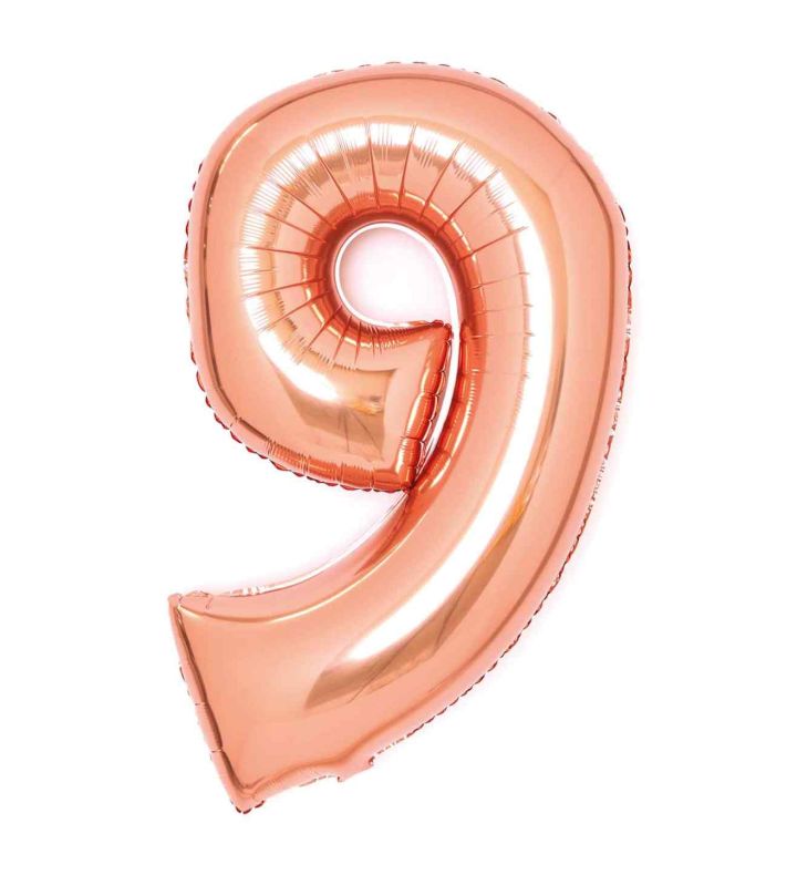 34" Amscan Number 9 Rose Gold Foil Balloon