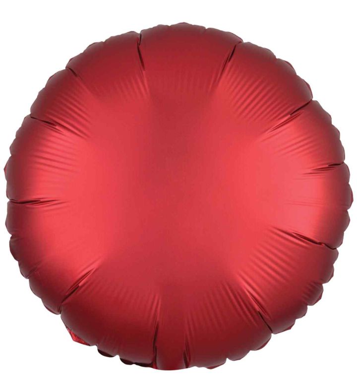 18" Amscan Round Red Silk Lustre Unpackaged Foil Balloon