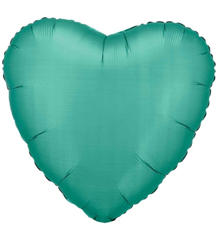 17" Amscan Silk Lustre Jade Green Heart Foil Balloon