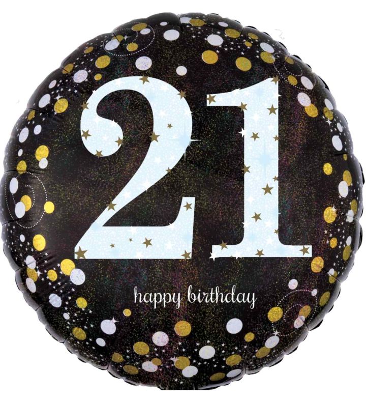 18" Gold Sparkling Celebration 21st Birthday Foil Balloon