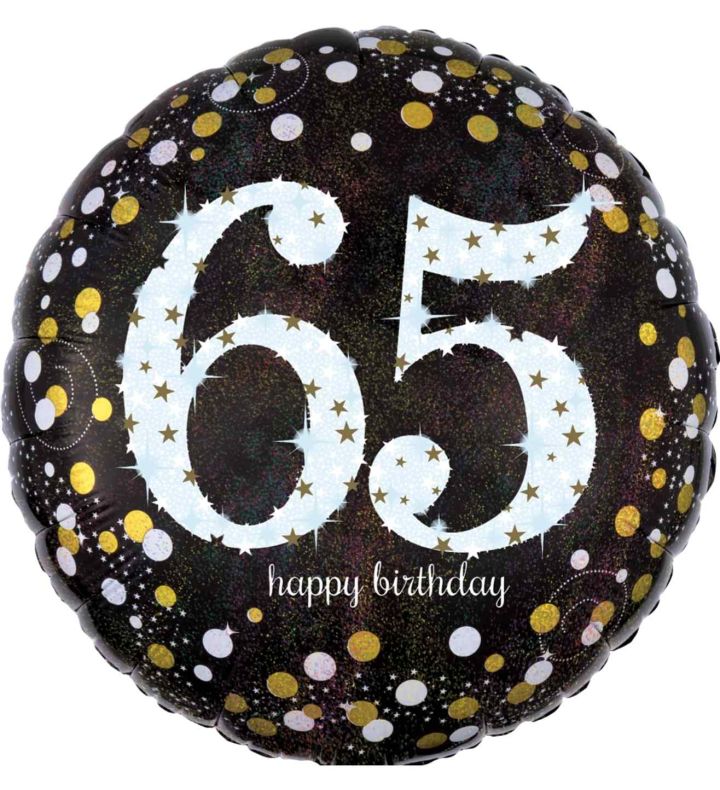 18" Gold Sparkling Celebration 65th Birthday Foil Balloon