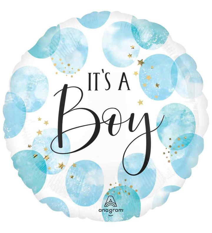 17" Anagram Baby Boy Blue Watercolour Foil Balloon