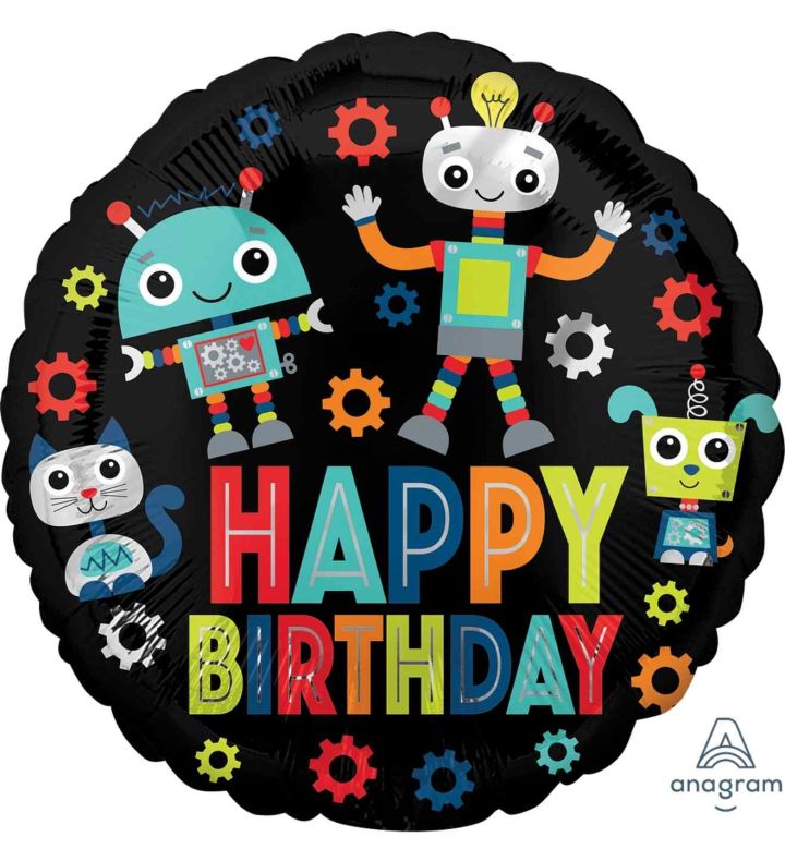 17" Robot Happy Birthday Foil Ballloon