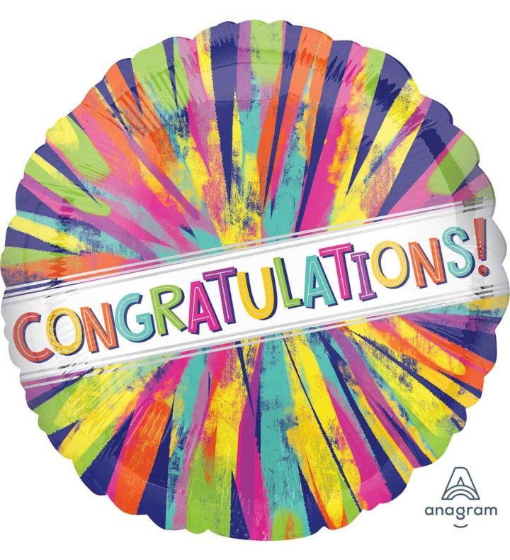 18" Painterly Burst Congratulations! Foil Balloon