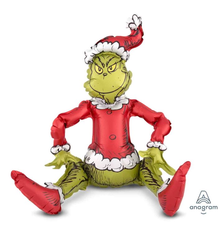 Sitting Sata Grinch Foil Multi Balloon