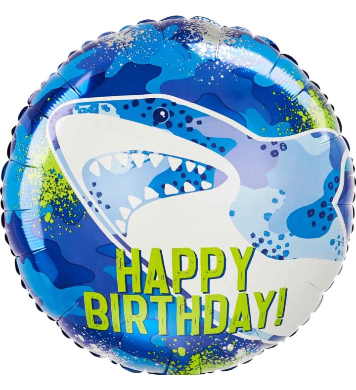 17" Shark Happy Birthday Foil Ballloon