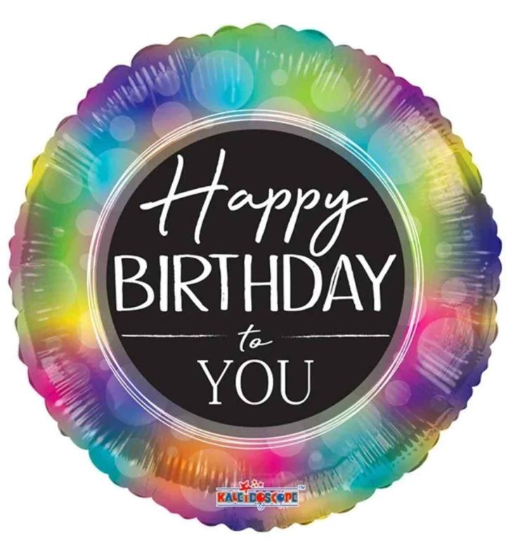 18" Kaleidoscope Happy Birthday to You Rainbow Foil Balloon