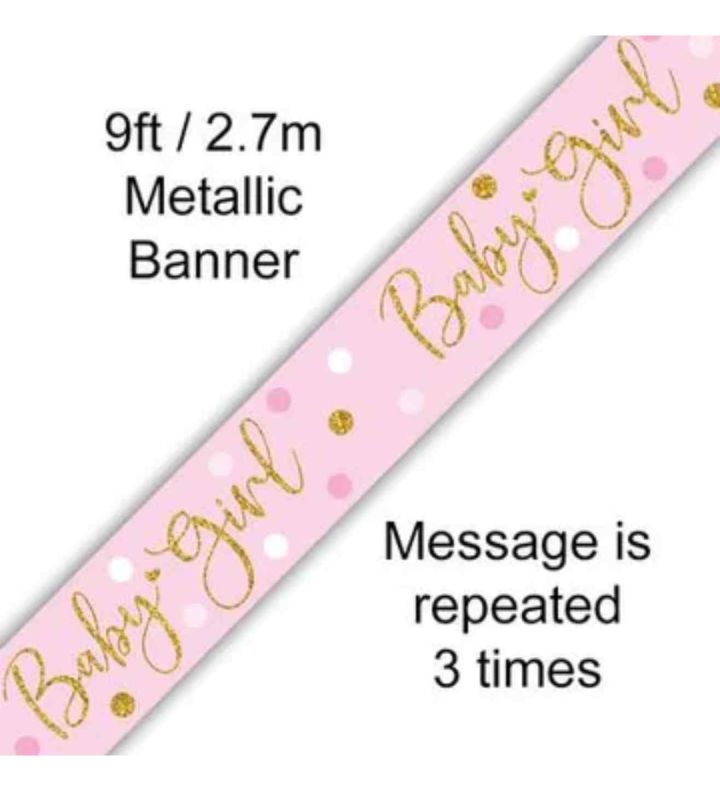 9ft Oaktree 'Baby Girl' Dots Holo Banner