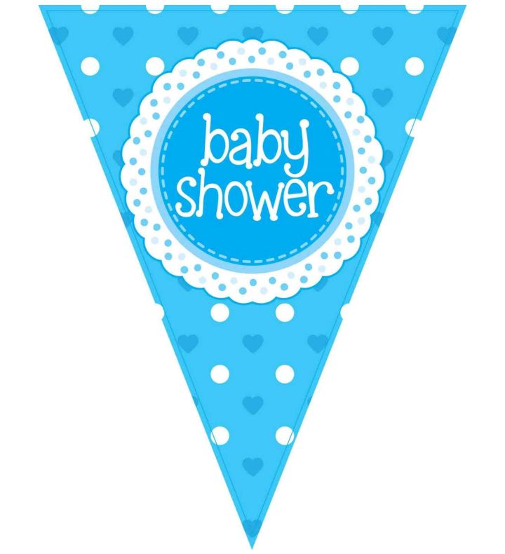 3.9m Oaktree 'Baby Shower' Blue Bunting