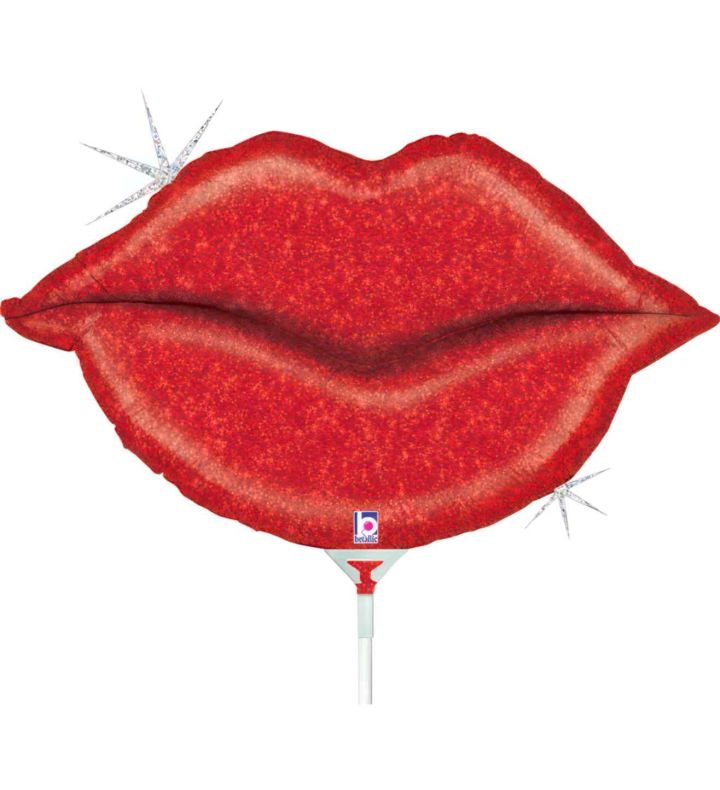 14" Mini Betallic Glitter Lips Foil Balloon