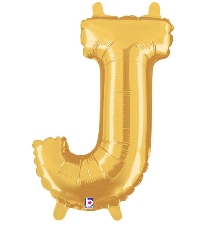 14" Gold Letter J Grabo Foil Balloon.