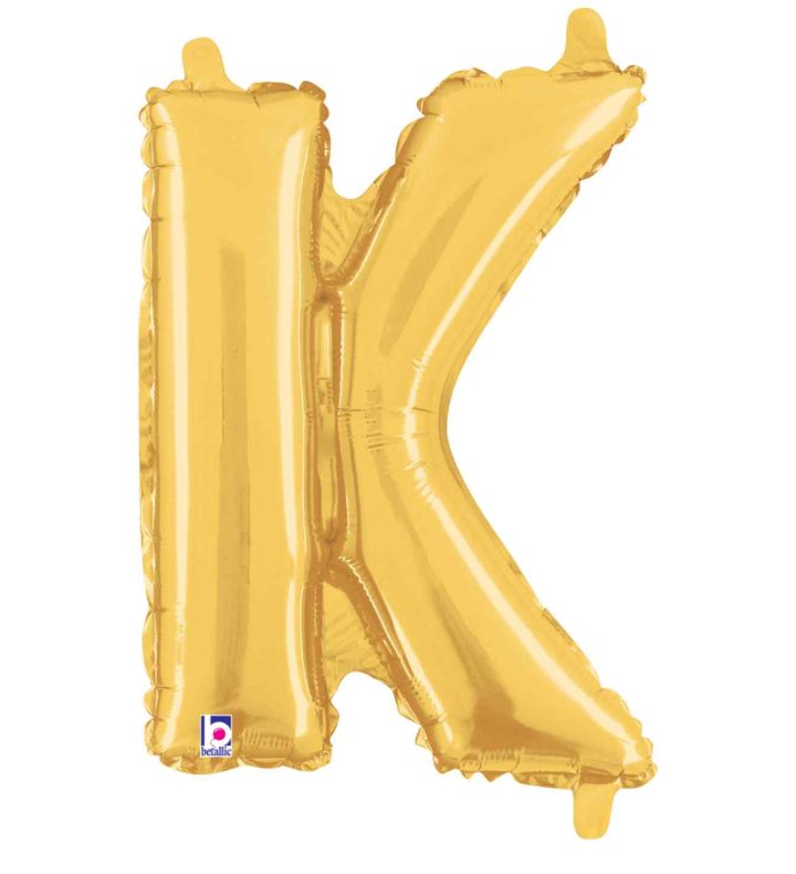 14" Gold Letter K Grabo Foil Balloon.