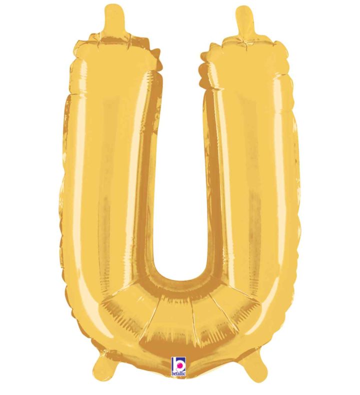 14" Gold Letter U Grabo Foil Balloon