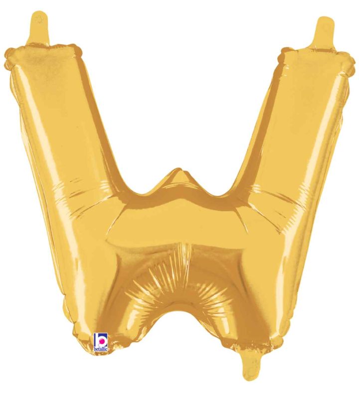 14" Gold Letter W Grabo Foil Balloon