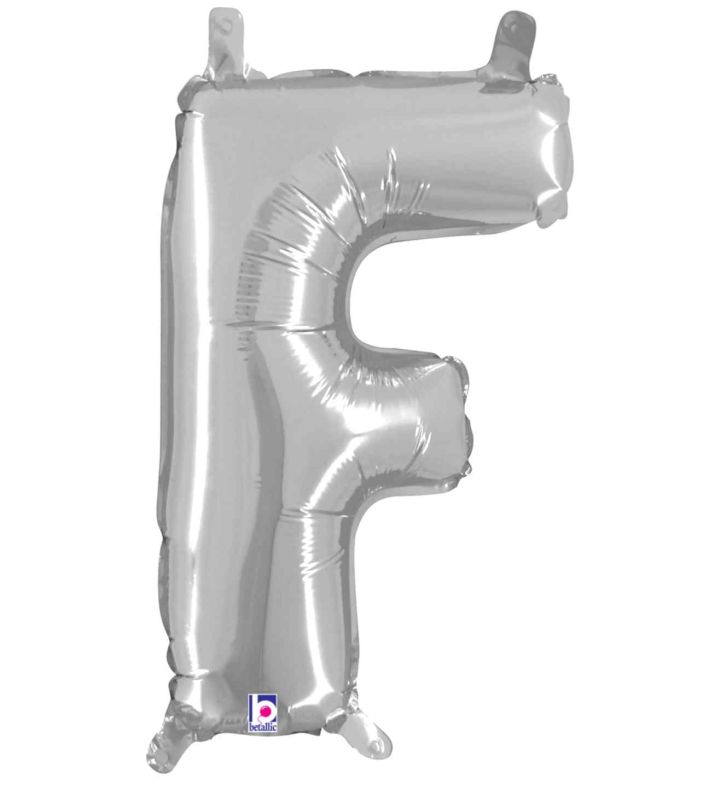 14" Silver Letter F Grabo Foil Balloon.