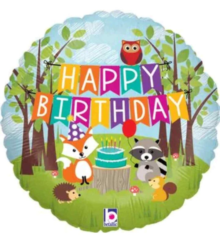 18" Betallic Woodland Birthday Foil Balloon