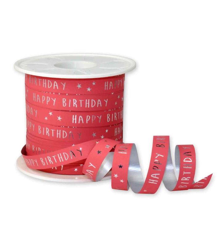 Birthday Coral Ribbon 10mm x 100m