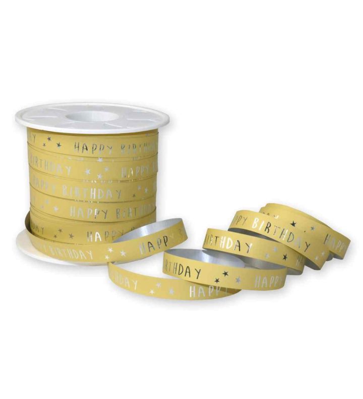 Birthday Mustard Yellow Ribbon 10mm x 100m