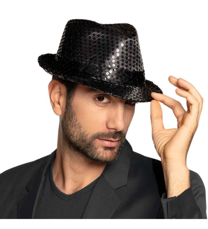 Black Popstar Sequin Hat