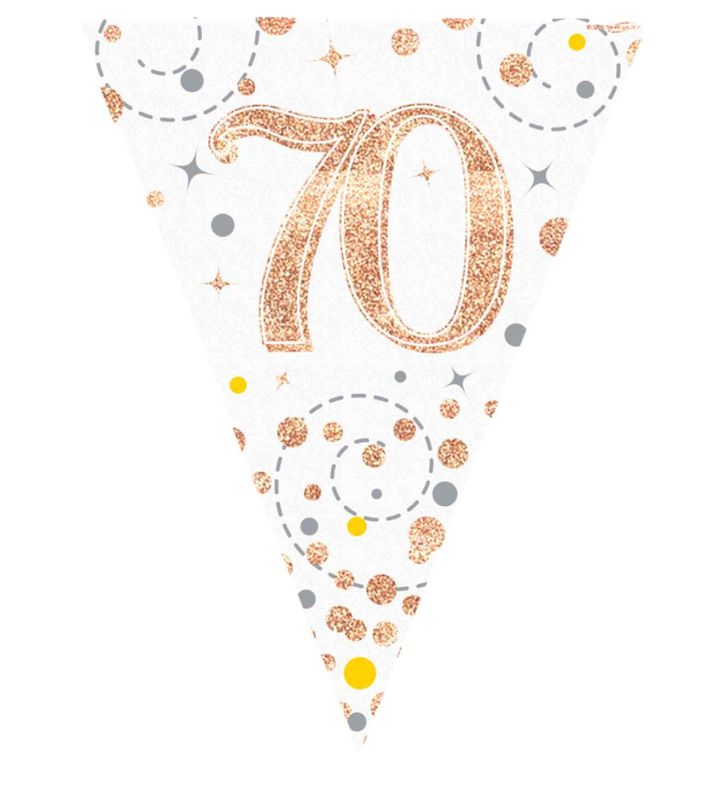 3.9m Oaktree '70' White & Rose Gold Bunting