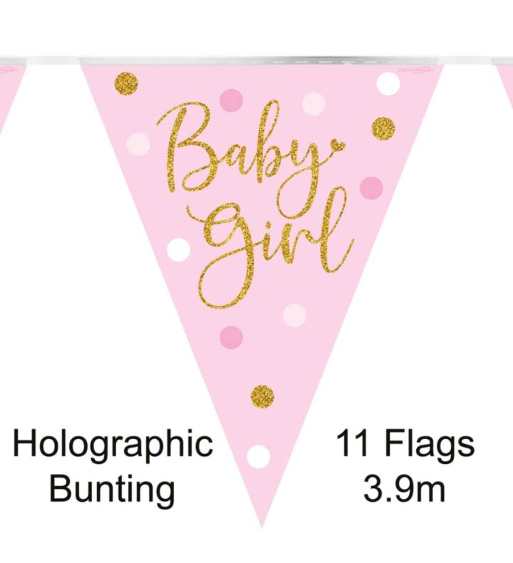 3.9m Oaktree 'Baby Girl' Pink Bunting