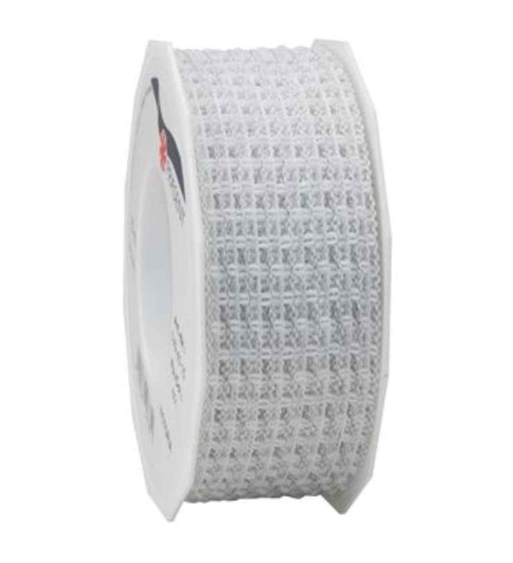 VICTORIA Elastic Ribbon with wire 15-m-roll - White