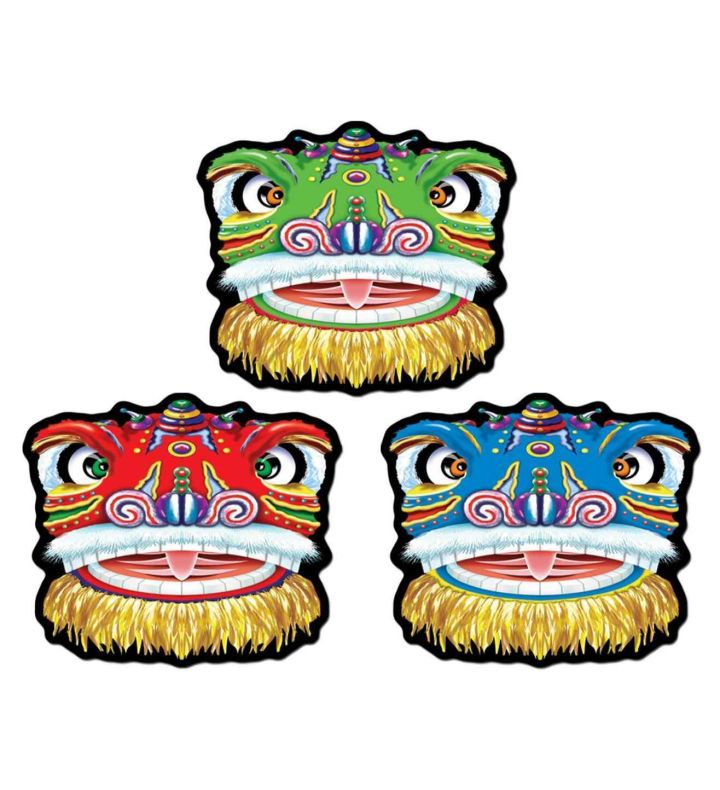 Chinese Dragon Head Cutout 3pk