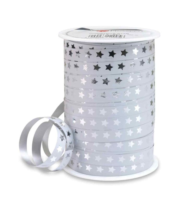 Christmas Star 10mm x 100mm Ribbon White
