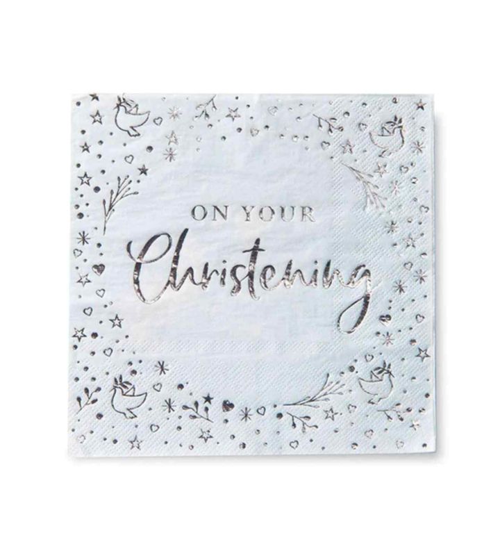 Blue On Your Christening Napkins 16ct