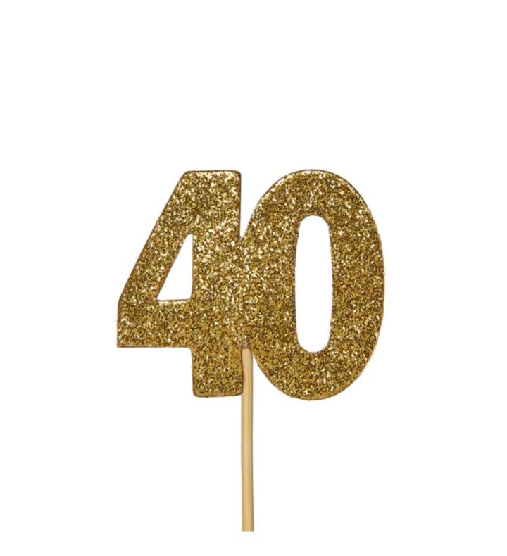 Glitter '40' Numeral Cupcake Toppers Gold